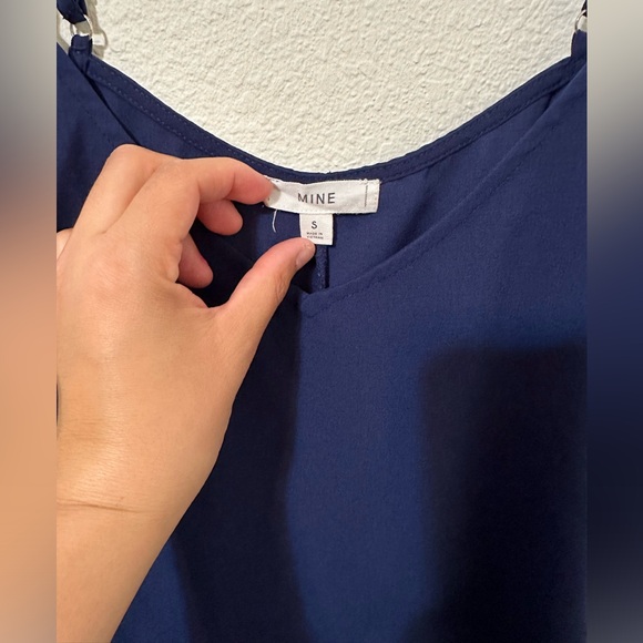 EUC MINE Navy V-Neck Cami Tank With Bow Detail On Back - Picture 3 of 5